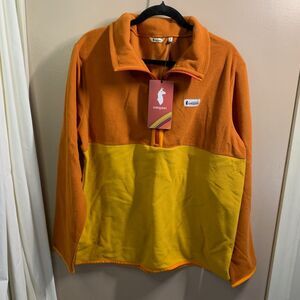 NWT Cotopaxi Orange & Gold Amado Fleece Pullover Quarter Zip Jacket Large